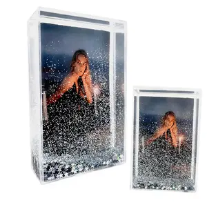High Quality 2*3 Inch Fashionable Instax Glitter Resin Acrylic Photo Frame Quick Snow Qicksand Gift Photo Frame Made Of Plastic