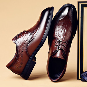 Zapatos Oxford Formales de Negocios para Hombre, Estilo Moderno, Punta en Pico, Cuero Genuino, Duraderos, Estilo Británico, Antideslizantes - Product Image 2