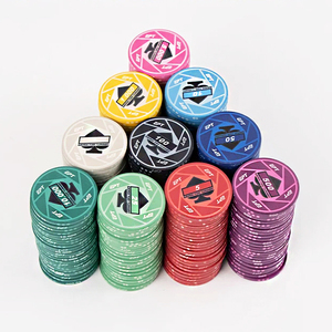 YH 100pcs 300pcs 500pcs 39mm Ceramic EPT Texas <strong>Poker</strong> Chips Gambling Game Chips <strong>Poker</strong> <strong>Set</strong> With Aluminum Box - Product Image 1