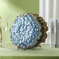 Assiettes en verre irrégulières, décorations de mariage, série feuille de maïs à bordure dorée de luxe, personnalisées, roses, écologiques, sans danger pour les aliments, transparentes, perlées
