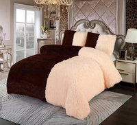 Drap de lit en velours cristal king size avec motifs de luxe, ensemble de couette moelleux en velours hirsute pour l'hiver