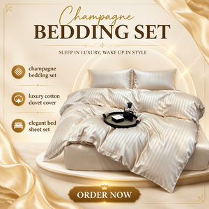 Juego de Ropa de Cama Moderna de Lujo 100% Algodón, 4 Piezas, Funda de Edredón con Rayas Satinadas, Sábana Plana, Funda de Almohada, Certificado OEKO-TEX para Hoteles Boutique - Product Image 1