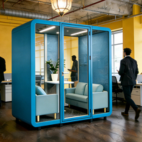 Cabine insonorisée modulaire moderne pour six personnes, cabine silencieuse, salle de réunion partagée pour entreprises, salle de négociation, immeuble de bureaux