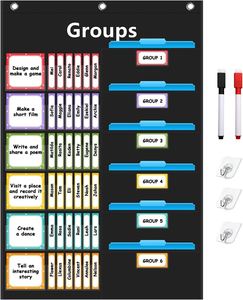 Group Pocket Chart with Colorful Dry Erase Cards, Wall Hanging <b>File</b> <b>Folder</b>, Pocket Chart for Small Group Classroom Must Haves - Product Image 2