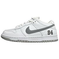 Chaussures de skateboard SB Dunk Low 94 en cuir véritable à lacets, blanc et argent métallisé, semelle intermédiaire en EVA, semelle extérieure en caoutchouc, toutes saisons