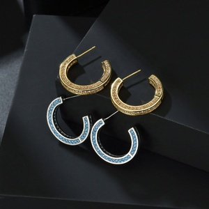 Aretes de Botón Geométricos de Circonita de Alta Gama, Estilo Coreano Moderno, Chapados en Oro LY-0211 de Evergreat, de Cobre de Lujo - Product Image 2
