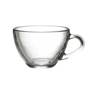 传统经典黑咖啡卡布奇诺玻璃杯工厂价格牛奶早餐杯玻璃茶杯带手柄玻璃器皿