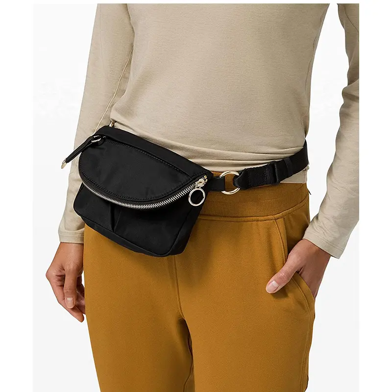 Lululemon Waterproof Waist Bag Unisex Polyester Fanny Pack with Zipper Closure Box Shape Solid Color Crossbody Chest Bags