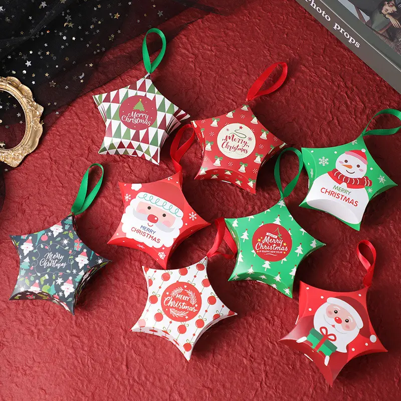 Customized Decorative Star Shape Box For Merry Christmas Candy Packaging