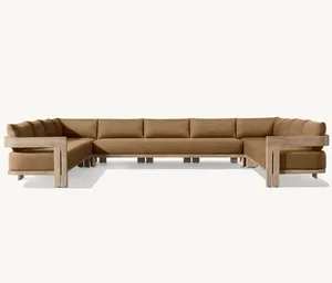 Современный Большой u-образный секционный диван дизайн Роскошная скидка уличная мебель из тикового дерева