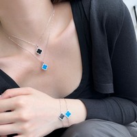 Bracelet porte-bonheur trèfle à quatre feuilles en argent S925 de haute qualité, plaqué or blanc, anti-ternissement, avec CZ, bracelets, colliers, boucles d'oreilles pour femmes