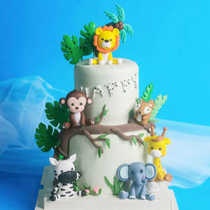 ดินโพลีเมอร์สำหรับตกแต่งหน้าเค้กวันเกิดรูปลิงขนมหวานรูปสัตว์ในป่าของตกแต่งหน้าเค้ก - Product Image 2