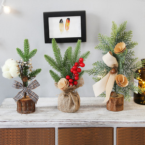 Eco-friendly Popular Christmas <b>Tree</b> <b>Ornament</b> Polytype Wood Pine Needle Red Berry Decor Indoor Living Room Home Decor - Product Image 2