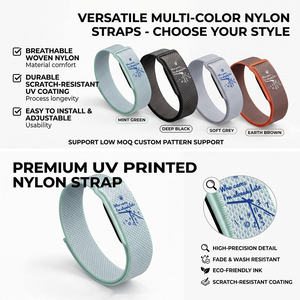 สายรัดข้อมือแบบปรับได้ ทำจากไนลอนทอ พิมพ์ลายนาฬิกาด้วย UV  สำหรับ Google Fitbit Air - Product Image 2