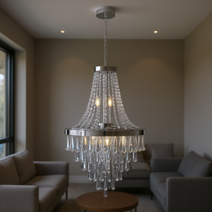 Lámpara de Techo Grande de Cristal Contemporánea, Color Cromo, Bombilla E26 No Incluida - Product Image 2