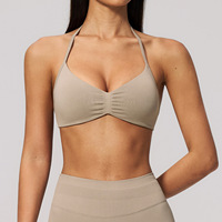 Soutien-gorge de yoga pour femme avec bretelles fines sans coutures et froncées pour l'entraînement de Pilates, soutien-gorge de sport respirant et absorbant la transpiration