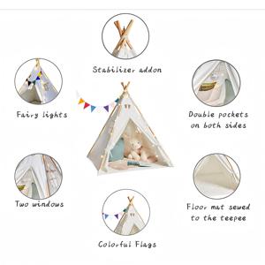 Offre Spéciale coton naturel tente <span class=keywords><strong>de</strong></span> jeu pour enfants monocouche été <span class=keywords><strong>jardin</strong></span> plage Camping <span class=keywords><strong>tipi</strong></span> Style château maison pour enfants - Product Image 5