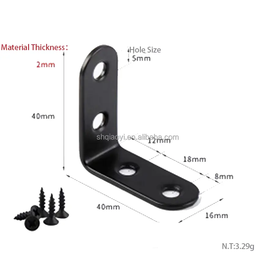 Op Maat Gemaakte Roestvrijstalen Fabricage Black L-Vorm Metalen Beugel