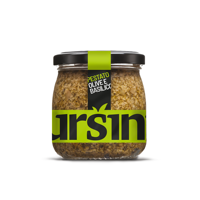 Produit de sauce délicieuse à tartiner aux olives vertes et au basilic
