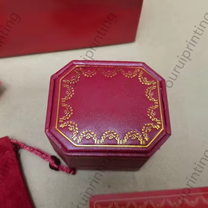 Estuche de Anillo de Cuero PU Rojo, Caja de Joyería de Marca de Lujo, Empaque de Regalo con Logotipo Personalizado para Exhibición en Tiendas de Compromisos y Bodas - Product Image 4