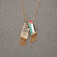 Vente chaude En Acier Inoxydable Palestine Drapeau Colliers Femmes Mode Brillant Diamant Chaîne Charme Palestinien Écharpe Keffiyeh Collier