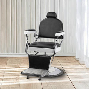 Sillón de Barbería Metálico Estilo Europeo <span class=keywords><strong>Retro</strong></span> Americano para Hombre, Asiento Reclinable Giratorio, Esponja de Alta Densidad para Corte de Cabello - Product Image 1