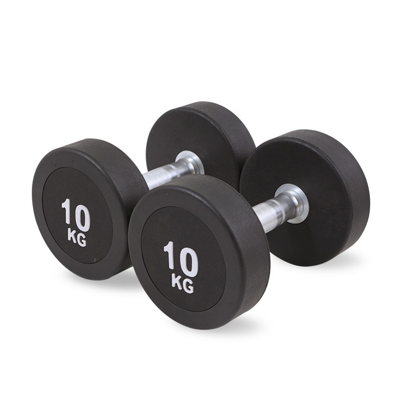 Free Weight Black Fixed Rubber round Dumbbell Weight Lifting Gym Dumbbell