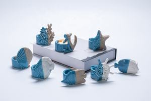 Candelabro de Cerámica Personalizado con Diseño de Conchas Marinas y Caracoles, Decoración para el Hogar, <span class=keywords><strong>Serie</strong></span> Mediterránea - Product Image 3