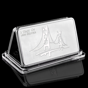 WD US Classical Engraved Copper Double Side Grainy <strong>Silver</strong> Bars Mirror Effect <strong>Silver</strong> 999 Metal <strong>Ingot</strong> bar - Product Image 2