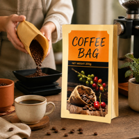 Sacs d'emballage pour café avec valve et fermeture éclair, anti-odeur, qualité alimentaire, impression en héliogravure personnalisable