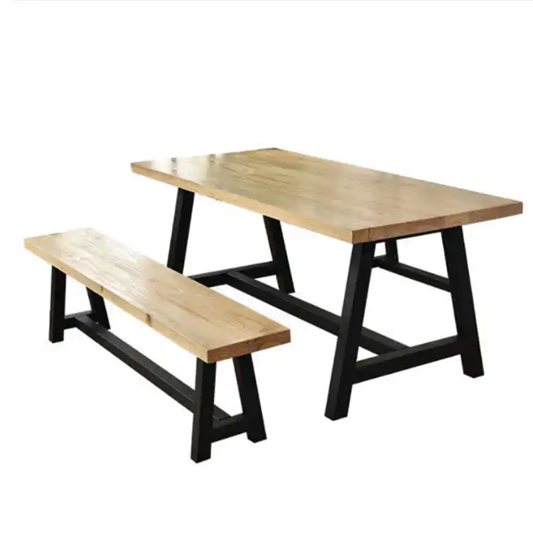 Muebles de Jardín para el hogar, juego de mesa de comedor de madera rústica al aire libre, restaurante americano