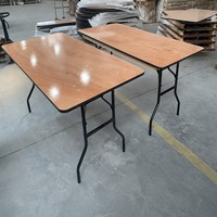 Table à manger rectangulaire pliante de luxe, portable, moderne, pour l'extérieur, en contreplaqué, avec structure métallique résistante à la corrosion, taille personnalisable