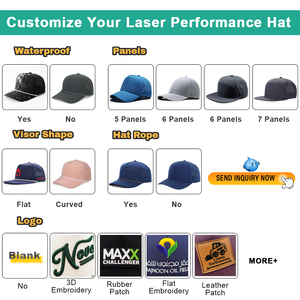 Casquette <span class=keywords><strong>de</strong></span> baseball structurée pour <span class=keywords><strong>homme</strong></span> en polyester imperméable avec logo en caoutchouc découpé au laser <span class=keywords><strong>et</strong></span> perforations, idéale pour le golf, la navigation, la <span class=keywords><strong>randonnée</strong></span> <span class=keywords><strong>et</strong></span> les activités sportives en extérieur. - Product Image 3