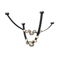 Lustre de restaurant minimaliste avec lanière en fourrure, design moderne et simple, inspiré des designers italiens, éclairage LED créatif en forme de goutte de rosée, noir