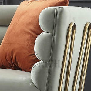 <span class=keywords><strong>Poltrona</strong></span> Decorativa in Tessuto Verde Chiaro, Elegante Sedia Singola di Lusso con <span class=keywords><strong>Gambe</strong></span> in Acciaio Inox Color <span class=keywords><strong>Oro</strong></span>, Stile Nordico - Product Image 3