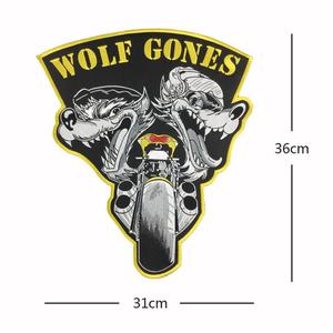 オートバイバイカーベストバックパッチウルフ刺Embroideredパッチ - Product Image 3