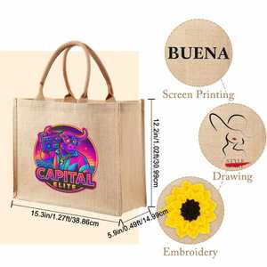Bolsa de Yute Personalizada de Gran Capacidad, Ecológica, para Compras, Supermercado, Playa y Regalos - Product Image 2