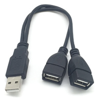 Cable USB 2.0 de Tipo A Macho a Doble Tipo A Hembra en Forma de Y para PC y Uso Industrial, Conector de Extensión