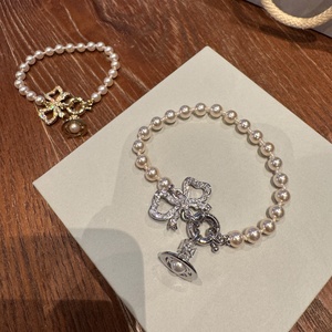 Pulsera de Lujo Ligero con Incrustaciones de Diamantes Completas, Diseño de Mariposa, Perlas en Forma de Gota de Agua y Saturno, Versión Alta Empress Dowager Xi, Novedad para Mujer - Product Image 1