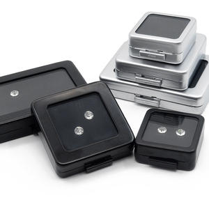 Caja de Exhibición de Joyería de Metal de Lujo al por Mayor, Cuadrada, con Diamantes y Piedras Preciosas, con Cojín Interior Blanco y Negro - Product Image 2