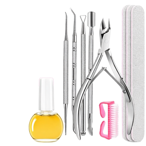 Stainless Steel Nail Kit with Clipper 5 in 1 Portable Manicure Tools <b>Case</b> Included Adult Use Classic Style - Product Image 1