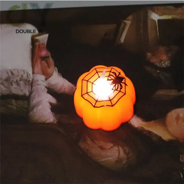 Groothandel Halloween Mini Pompoen Lamp Met Spinnenweb Patroon, Lichtgevende Pompoen Lamp Met Patroon Mini Pompoen Lantaarn Licht