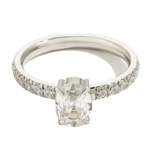 แหวนหมั้นสแตนเลสสตีลคุณภาพสูงกันน้ำจาก UM Jewelry สำหรับผู้หญิง ชุบทอง 18K ประดับเพชรซิคอนสไตล์วินเทจสำหรับงานแต่งงาน - Product Image 5