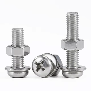 Viti a <span class=keywords><strong>Croce</strong></span> con <span class=keywords><strong>Testa</strong></span> Tonda e Guarnizione in Acciaio Inox 304 di Alta Qualità, Made in China - Product Image 1