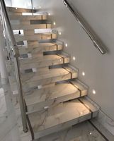 CBMMart Marches en marbre avec lumière LED Escalier droit d'intérieur