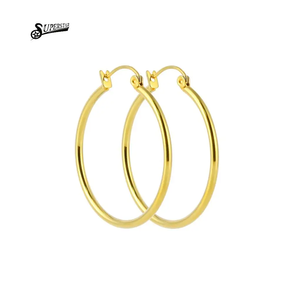 Custom 316L Stainless Steel Hoop Earring Ladies Men Round Hugger Silver Gold Set Piercing Jewelry Earrings