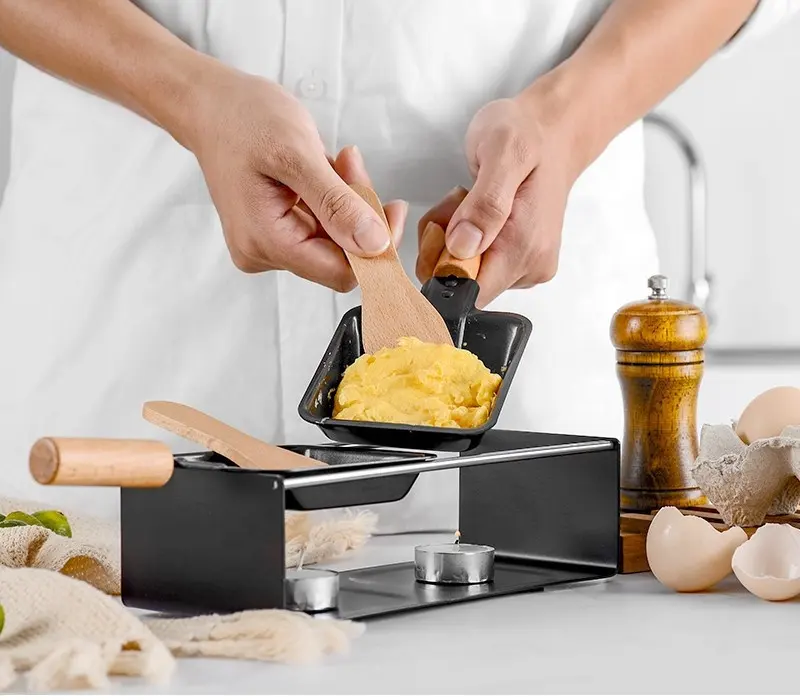 Горячая Распродажа, антипригарный Металлический гриль для сыра raclette с деревянной ручкой для выпечки сыра