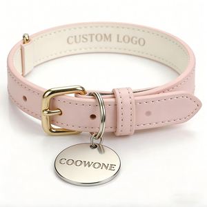 Collier pour chien en cuir PU de luxe, durable, réglable, laisse pour animaux de compagnie, doux, confortable, design uni pour chiens de petite, moyenne et grande taille - Product Image 3