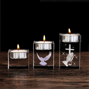 Hot Custom Wedding Gift Religion Christmas Festival <strong>Candle</strong> <strong>Holder</strong> K9 Crystal Glass 3D Laser Engraving <strong>Angel</strong> Photo Printing - Product Image 3