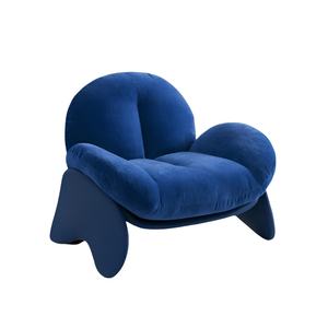 Sillón Redondo de Terciopelo Azul, Relleno de Espuma, para Sala de Estar, Sillón Individual para Adultos - Product Image 5